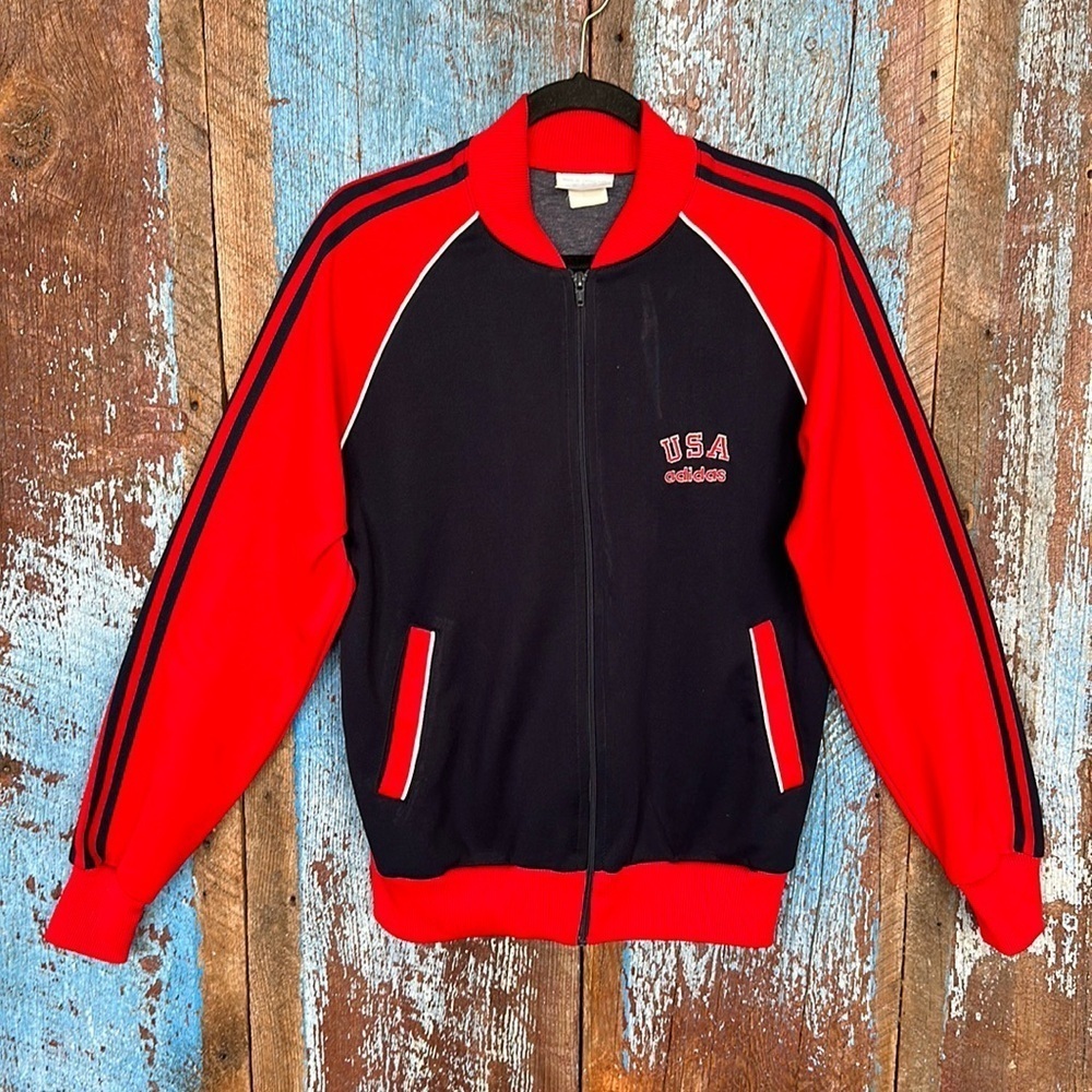 Vintage 1980s USA Adidas Colorblock Track Jacket Size Medium